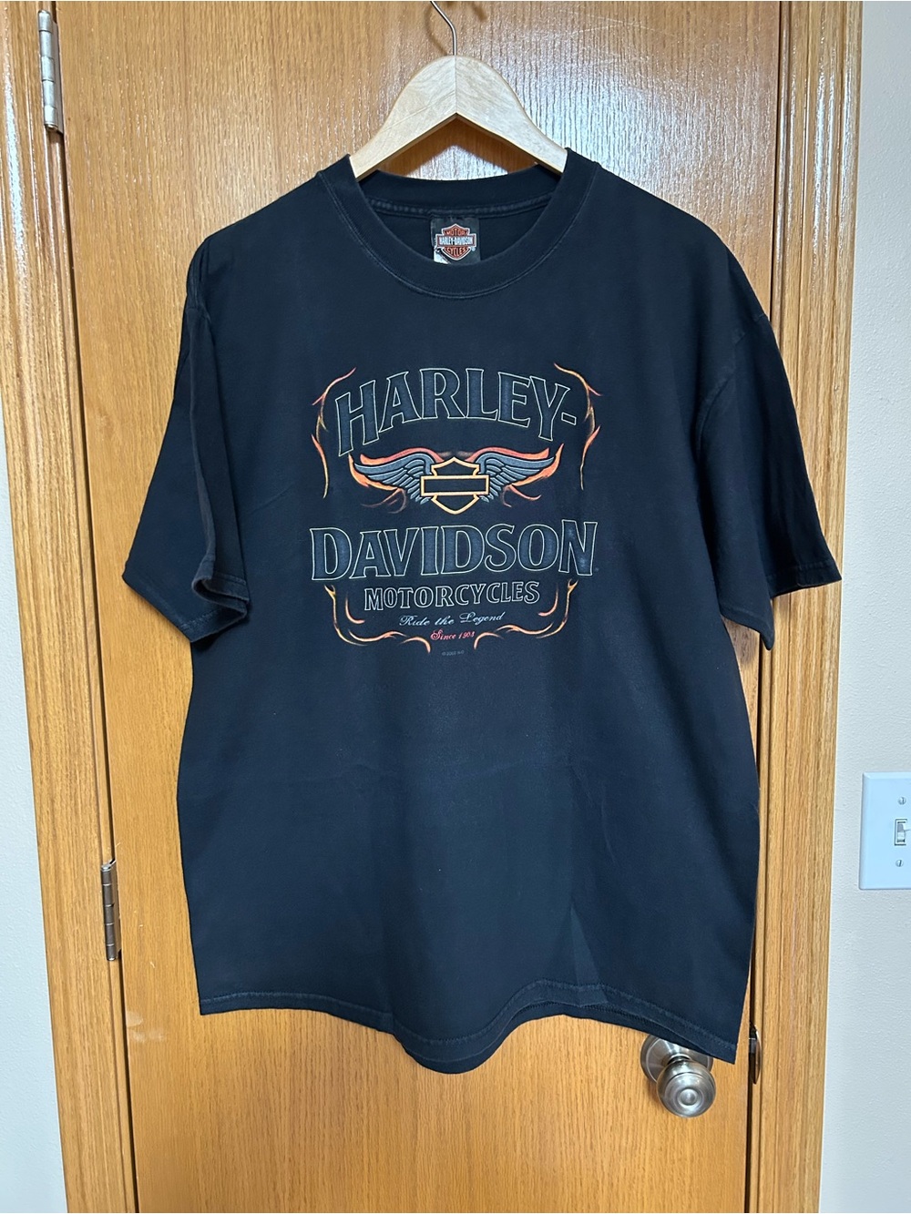 Harley-Davidson Black Tee with Orange and Gold Logo